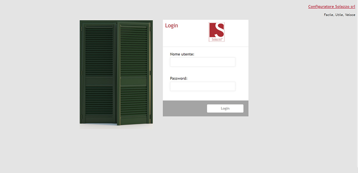 Configuratore prodotti Solazzo - Login